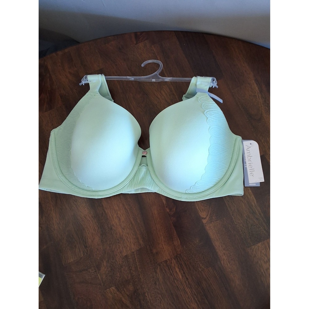 Ambrielle Super Soft, Full Coverage Bra. Size 40DDD. Slit Green. NWT